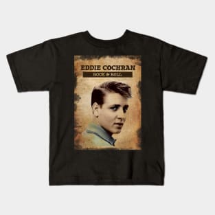 Vintage Old Paper 80s Style Eddie Cochran rock n roll Kids T-Shirt